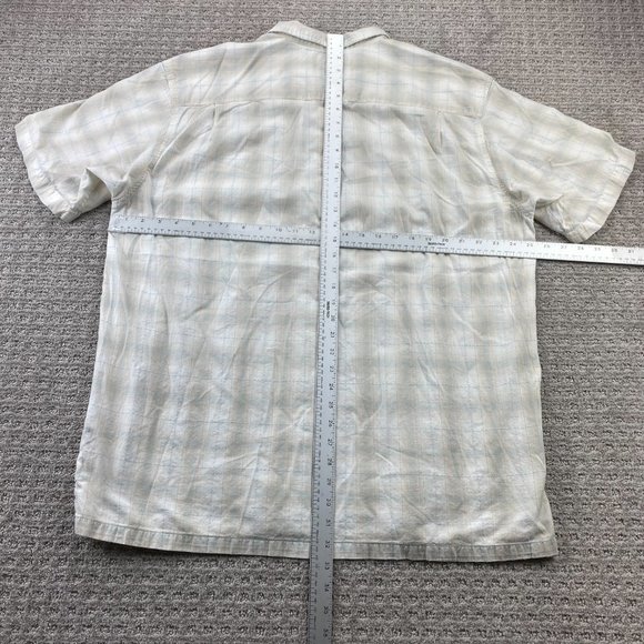 Vintage Columbia Shirt Men Extra Large XL Beige Plaid Casual Button Up Polo - Picture 9 of 11